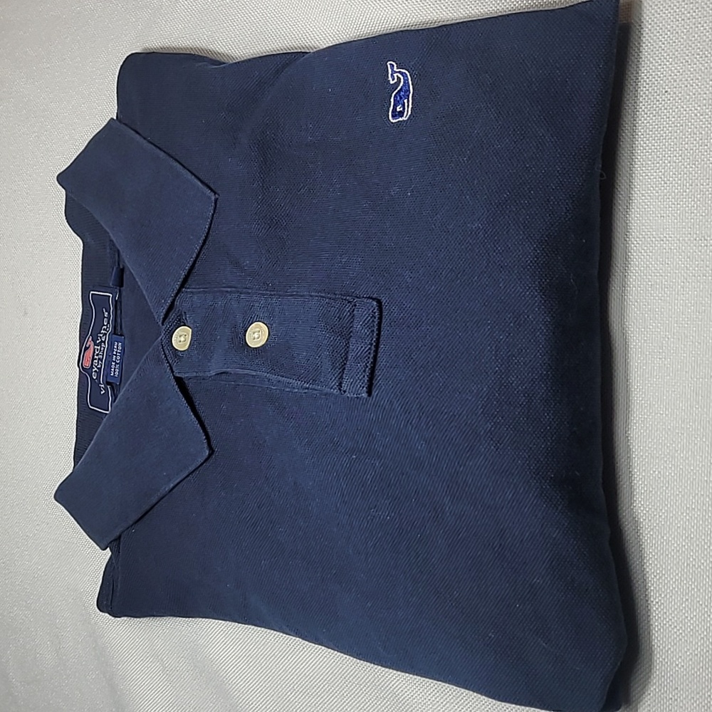 vineyard vines navy blue cotton polo shirt size (L)